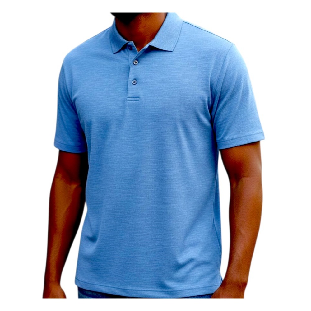 PGA Tour Men's Polo Golf Shirt Mini Argyle Print Short Sleeves Size L